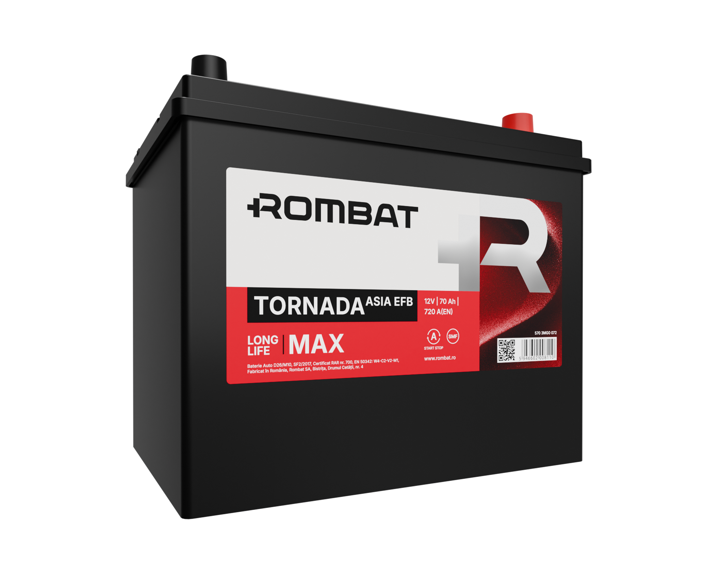 Baterie Tornada Asia EFB 12V - 70AH 720A - Rombat